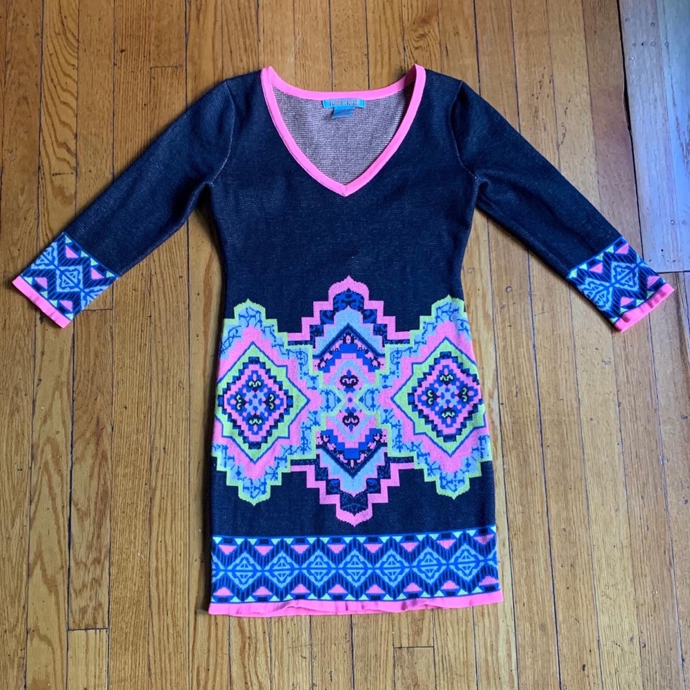 Flying Tomato Geometric Sweater Dress